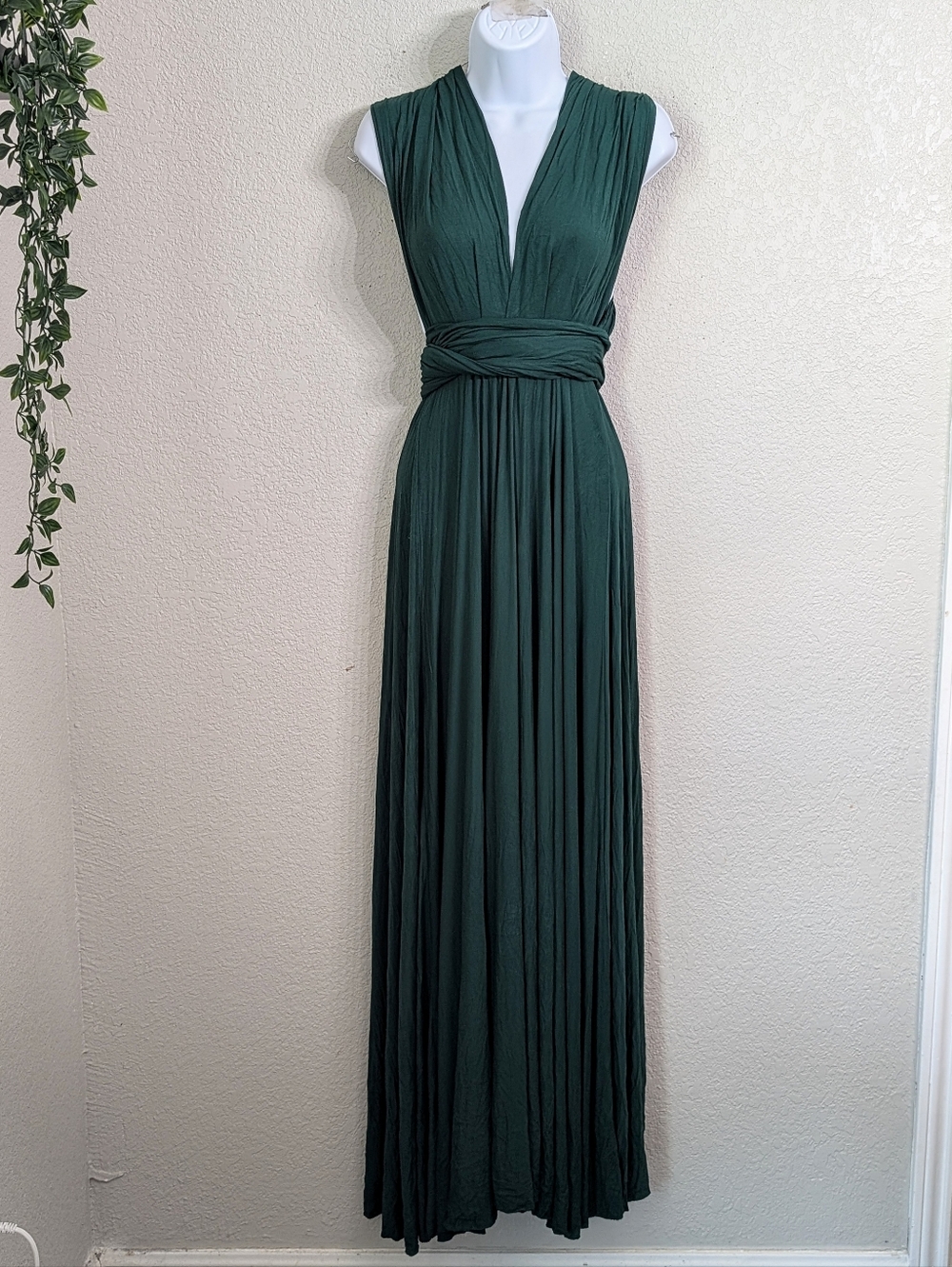 Lulus Tricks Of The Trade Forest Green Convertible Maxi Dress Sz L Formal Party